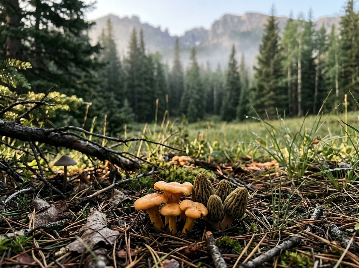 Colorado landscape with wild mushrooms representing legal home growing